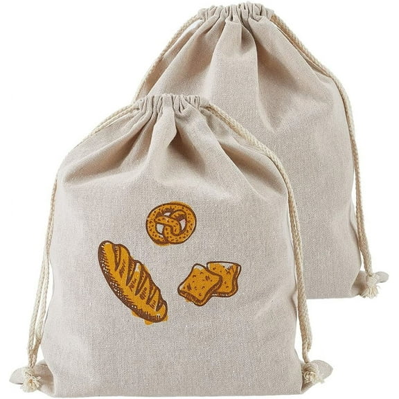 2Pcs Bread Bags for Homemade Bread Reusable Food Storage Washable Linen Bread Bags Bread Storage Bags with Drawstring Closure for Sourdough Housewarming Wedding Gift DIY