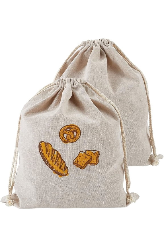 2Pcs Bread Bags for Homemade Bread Reusable Food Storage Washable Linen Bread Bags Bread Storage Bags with Drawstring Closure for Sourdough Housewarming Wedding Gift DIY