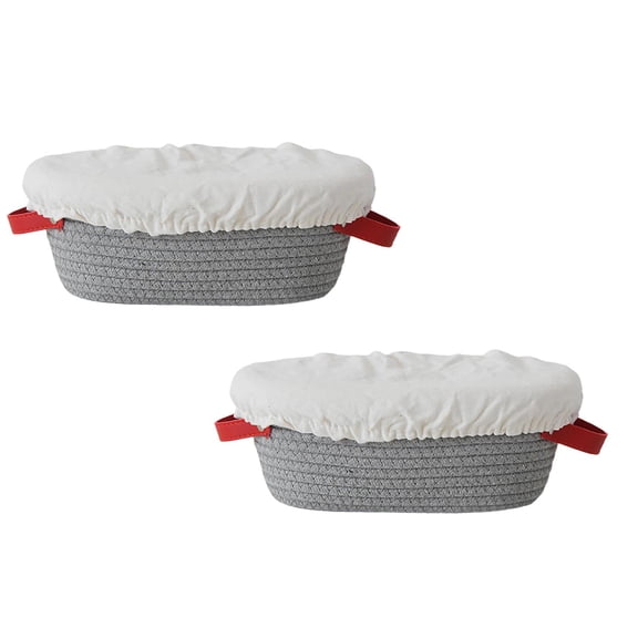 2Pcs Bread Proofing Basket - Cotton Oval Banneton Basket Sourdough Proofing Baskets Round Proofing Bowls Handmade Rattan Baskets and Linersï¼10.2X5.5X3.7Inï¼Greyï¼ Happy 2026!