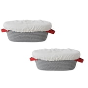 2Pcs Bread Proofing Basket - Cotton Oval Banneton Basket Sourdough Proofing Baskets Round Proofing Bowls Handmade Rattan Baskets and Liners 10.2X5.5X3.7In Grey  Happy 2026!