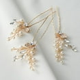 thumbnail image 1 of 2Pcs Bridal Hair Accessories Pearl Bride Wedding Hair Pins Leaf Bridal Head Piece Rhinestones Hair Jewelry Gold Hair Accessories for Women and Girls, 1 of 4