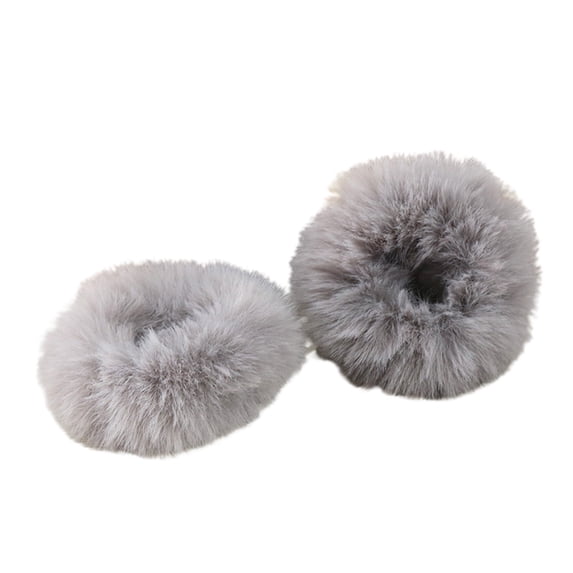 2Pcs Bright Color Simple Hair Ties Handmade Faux Rabbit Fur Furry Scrunchies Hair Accessories