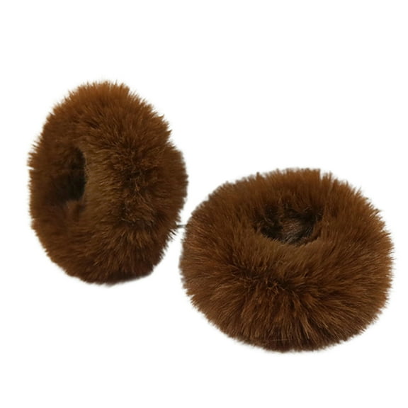 2Pcs Bright Color Simple Hair Ties Handmade Faux Rabbit Fur Furry Scrunchies Hair Accessories