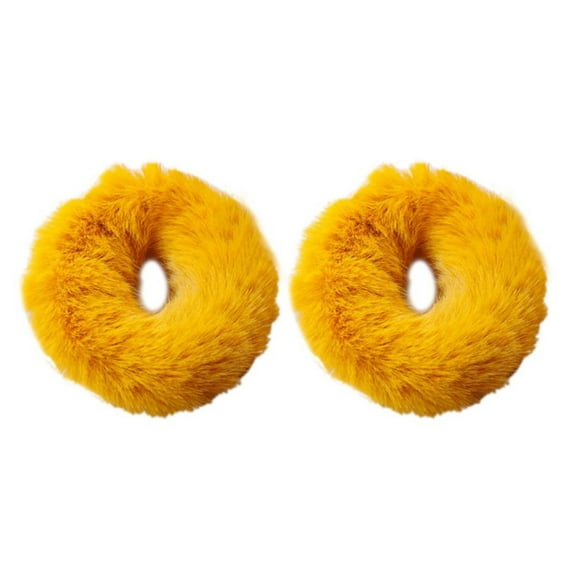 2Pcs Bright Color Simple Hair Ties Handmade Faux Rabbit Fur Furry Scrunchies Hair Accessories