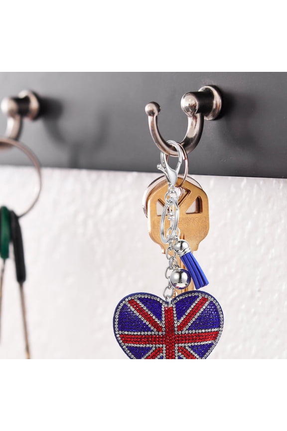 2Pcs British Flag Key Chain Heart Shaped Union Jack Keychain Bag Decoration