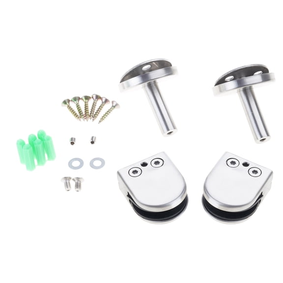 2Pcs Brushed Railing Support Clamps Stainless Steel Glass Retention Brackets for Pool Fence Thick Panel Mounting
