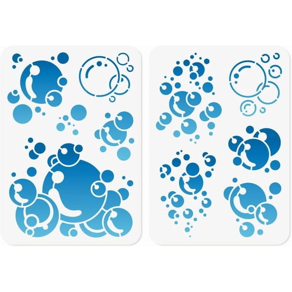 2Pcs Bubbles Stencils for Painting 11.69"x8.27" Reusable Plastic Blowing Bubbles Stencil Drawing Template DIY Craft Paint Templates for Wall Home Decor Wood Burning Canvas Journal Paper for DIY