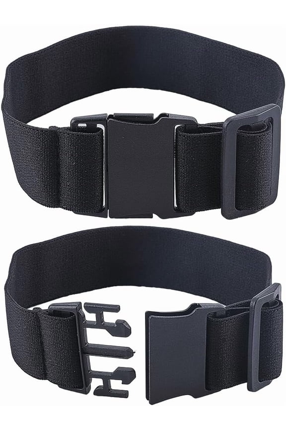 2Pcs No Buckle Elastic Stretch Belts Black Polyester No Show Square Free Easily Adjustable Waist Comfor DIY table Invisible Unisex Belt for DIY Jeans Pants Skirts Dresses Women Men Adult Gift