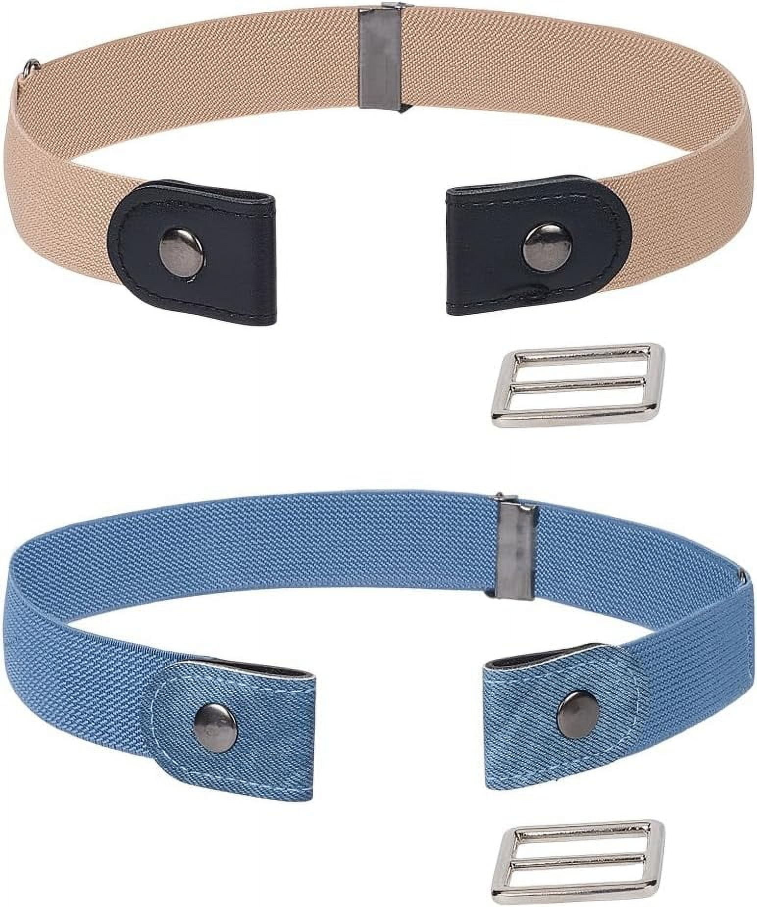 6 Pcs Elastic No Show Stretch Belt Flat Buckle for Jeans Pants Dresses Buckle Free Elastic Invisible Waist Belt for Women Men for  main image 4