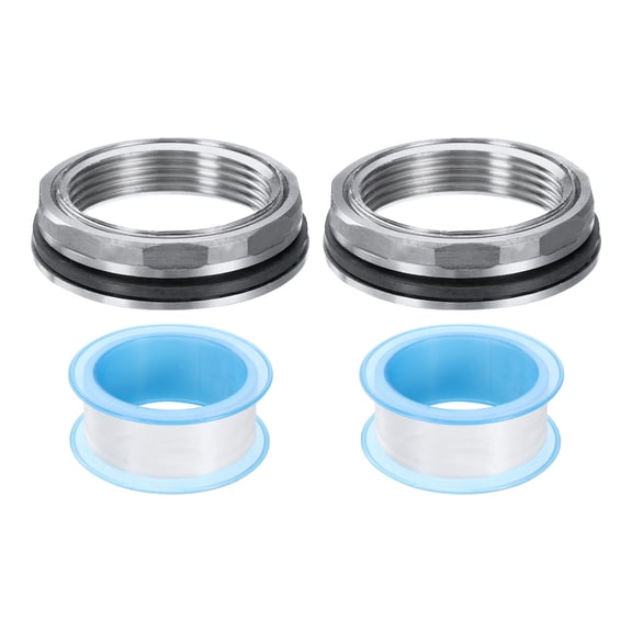 2Pcs Bulkhead Fitting 1-1/2" Female 304 Stainless Steel Water Tank Connector Water Tank Adapter