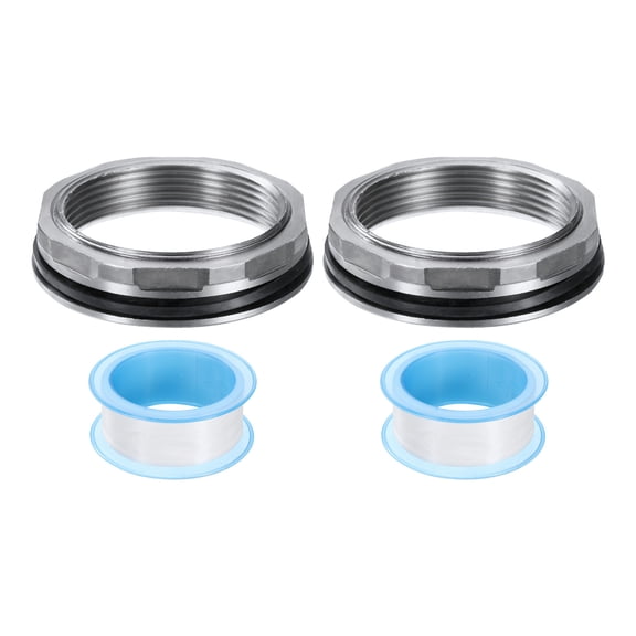 2Pcs Bulkhead Fitting 2" Female 304 Stainless Steel Water Tank Connector Water Tank Adapter