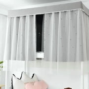 2Pcs Bunk Bed Blackout Curtains for Dorm Privacy with Mosquito Net & Gauze Top