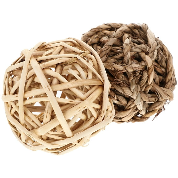 2Pcs Bunny Grass Ball Rabbit Guinea Pigs Chew Toy Grass Grinding Small Animal Activity Play Chew Toys