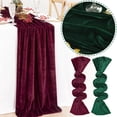 thumbnail image 1 of 2Pcs Burgundy & Deep Green Velvet Table Runner Christmas Cloth Decor 29x120" 10Ft Fabric Luxurious Thanksgiving Wedding Runner for New Year Bridal Shower Wedding Xmas Party, Reception Table Decor, 1 of 8