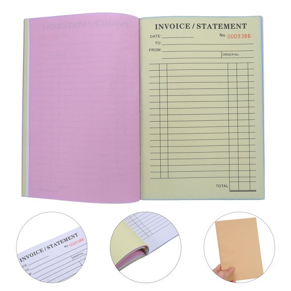 2Pcs Business Invoice Book with Clear Multilanguage Support and Accurate Financial Record Keeping