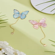 2Pcs Butterfly Bookmark Golden Brass Page Marker with Chain Mixed Color Book Accessories for Readers Lovers Writers Teacher Student Gifts 137x51x0.4mm DIY