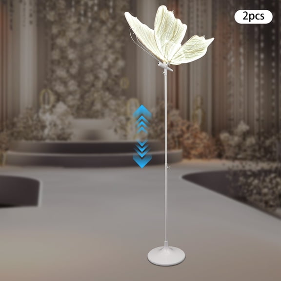 2Pcs Butterfly LED Floor Lamp 110V, 48W 3000K Warm Light Stand Light For Wedding And Party Decoration