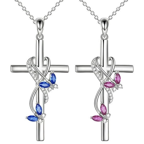 2 Pcs Butterfly Cross Necklace for Women - Memorial Copper Jewelry, 2 Colors Butterfly Cross Design, Exquisite Butterfly Necklace Accessories Ideal for Birthday Gifts