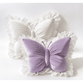 thumbnail image 1 of 2Pcs Butterfly Throw Pillows with Lace Ruffle, 22 Inch Velvet Decorative Cushion for Couch Bedroom Living Room Home Decor (White+Purple), 1 of 4