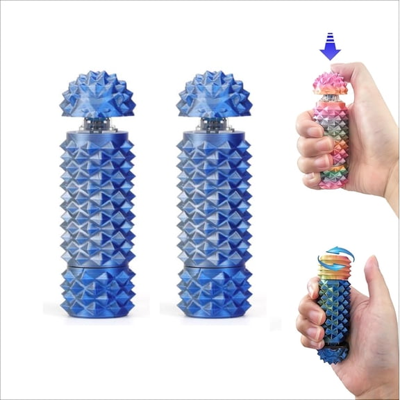 2Pcs Button Click, Spinners, Portable Stim Tool, 3-in-1 Design for Anxiety Relief, Spiky Grippie Stim, 3D Printed Pain Stim Fidget, Pocket Mini Fidget Toy Gifts for Kids