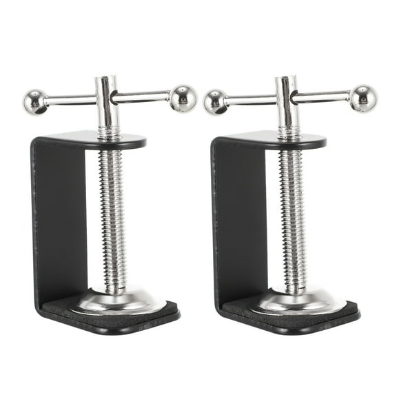 OULII 2Pcs Adjustable Desk Clamp Black Stainless Steel with Silicone Protection for Table Surfaces
