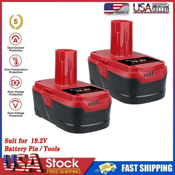 2Pcs C3 5.0Ah Replacement for Crafsman 19.2 Volt Lithium Ion DieHard XCP 130279005 11375 1323903 130211004 11045 315.115410 315.11485 315.pp2011 11376 Cordless Power Tool Battery
