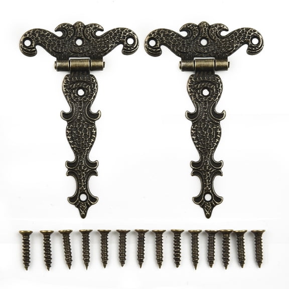 2Pcs Cabinet Hinge Retro Bronze Zinc Alloy Butt Hinges Antique Wooden Box Decorative Hinge Furniture Hardware Accessories