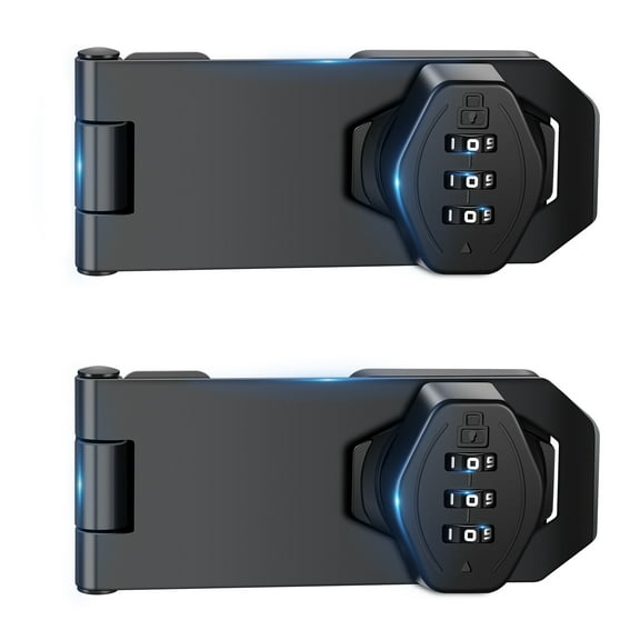 2Pcs-Cabinet Lock Keyless,3-Digit Password Hasp Locks - Cabinet Locks with Combination - 90/180 Degree Slide Latch Gate Locks for Small Doors,Cabinets,Barn Door,Closet,Garden,Fence