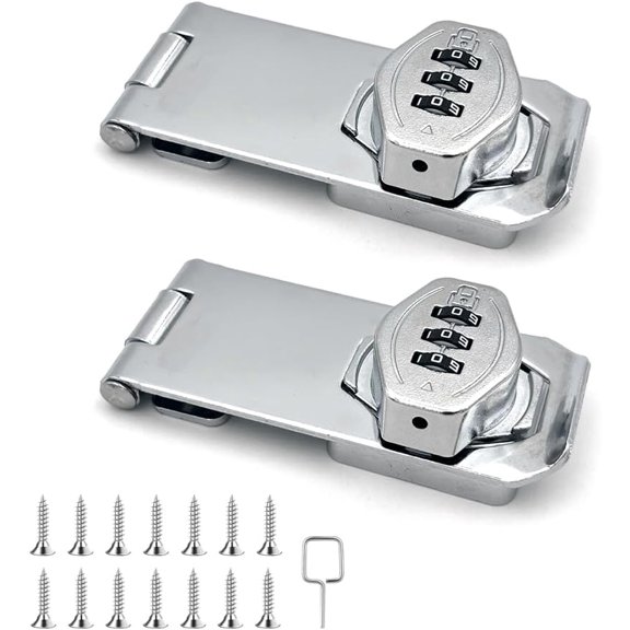 2Pcs Cabinet Password Rotary Hasp Locks,4 Inch Keyless Combination Lock for Cabinets,Gates,Doors,Closets and More (Silver)