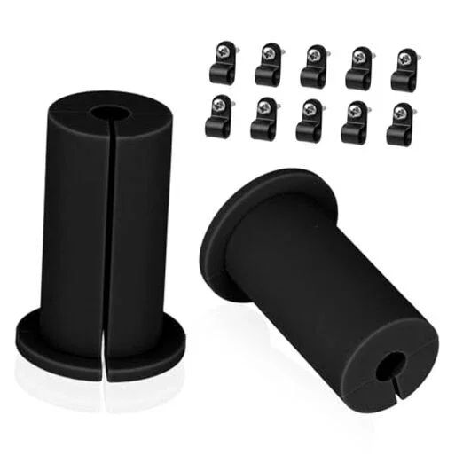 2Pcs Cable Routing Kit, Cable Feed Through Bushings With 10 Wall Clamps Black