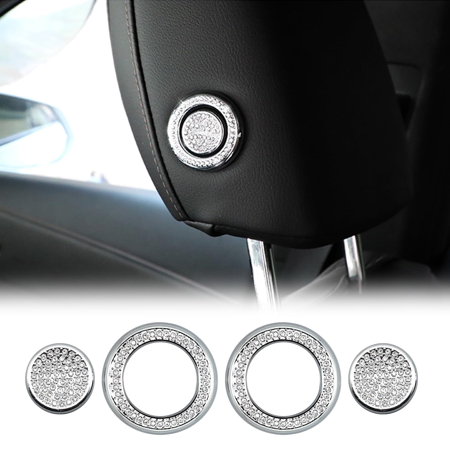 2Pcs for Cadillac XT5 Bling Crystal Front Seat Pillow Button Covers