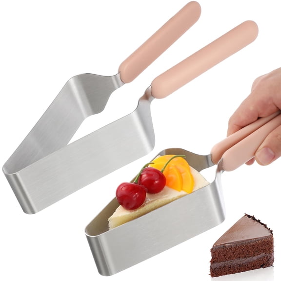 2Pcs Cake Cutter Slicer for Wedding Birthday Baking Party - Stainless Steel Pie Cutter and Server Tool, Adjustable Cheese Cake Divider Separator with Double Non-Slip Handle