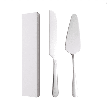 2Pcs Cake Cutting Set for Wedding, Dingrich Elegant Knife and Server Set with Stainless Steel Rounded Edges, Cake Cutter Pie Spatula Birthday Anniversary,Perfect Gifts-Silver