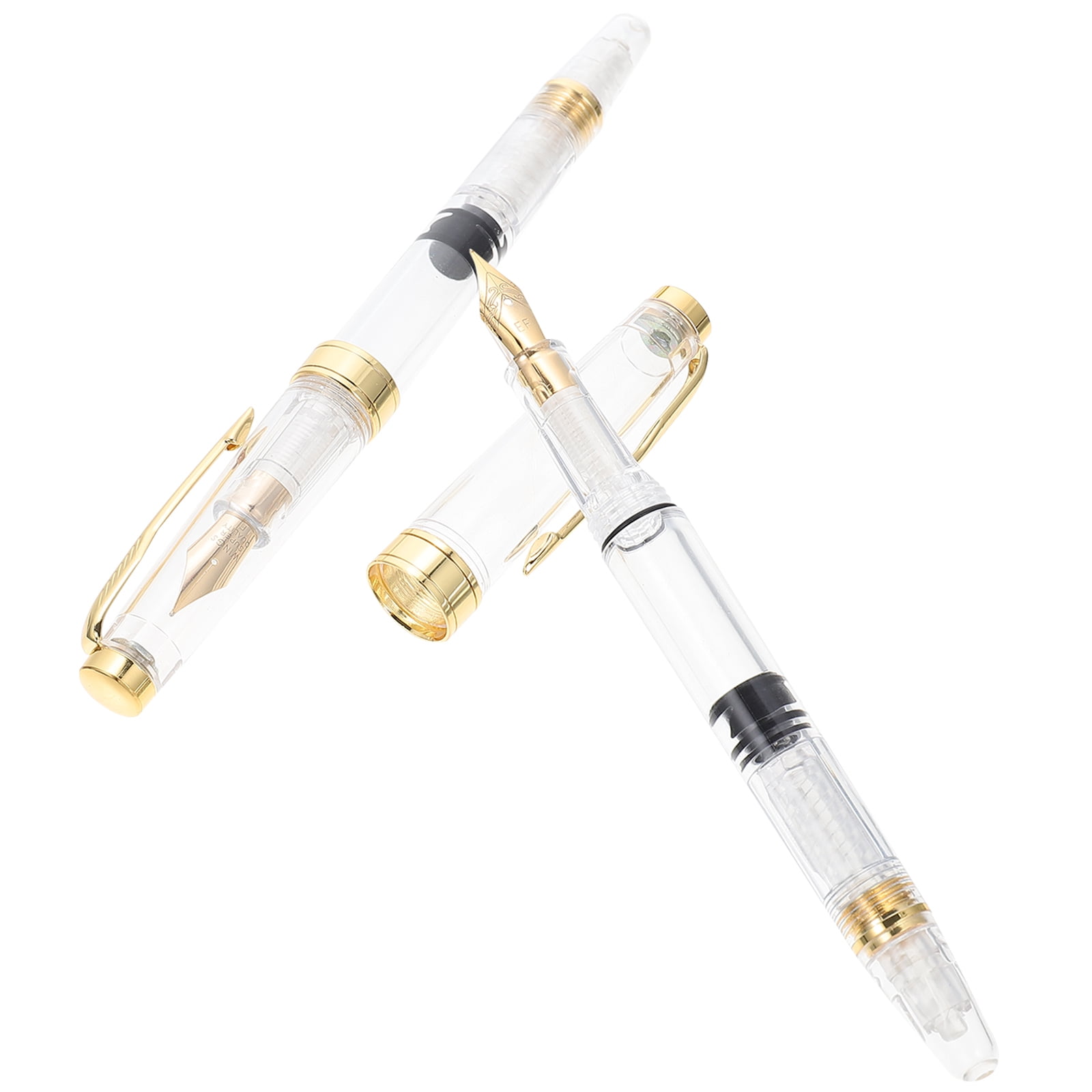 2Pcs Calligraphy Fountain Pens Smooth Writing Fountain Pens Transparent