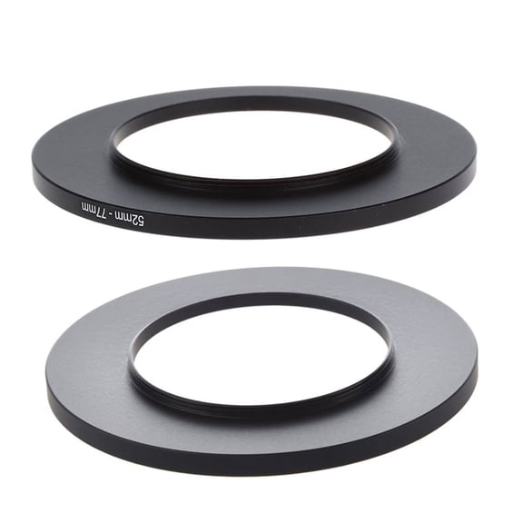 2Pcs Camera Lens Filter Step Up Ring Adapter Black - 49Mm-77Mm & 52Mm-77Mm