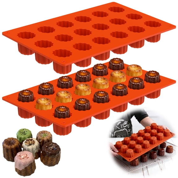 Fkszll 2Pcs Canele Mold Silicone,18 Cavity Candy Molds Silicone for Candy Chocolate Bread Muffin,Clean with dishwasher