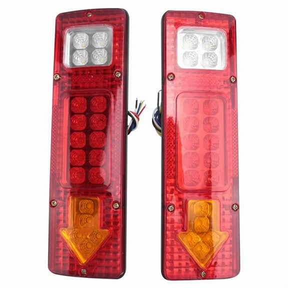 2Pcs Car 19 LED Waterproof Tail Light Trailer Truck Rear Turn Signal Stop Light,2 x LED Tail Light,red