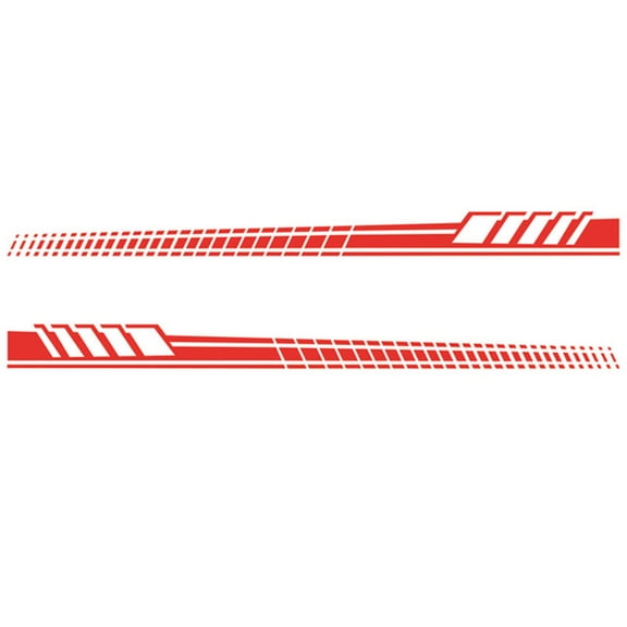 2Pcs Car Decorative Stickers PVC Stripe Auto Body Side Skirt Door Decoration Decal Vinyl DIY Styling Accessories for Sports Racing Car Red