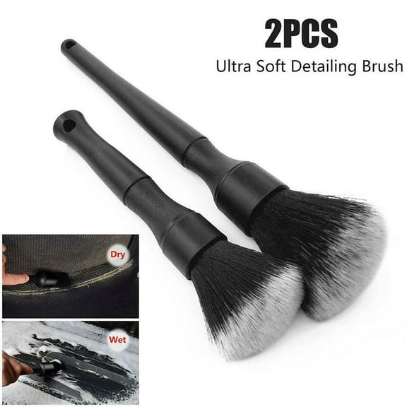 2Pcs Car Detailing Brush Detail For Cleaning Wheels Engine Emblems Air Vents Set Automobiles Wash Accessories