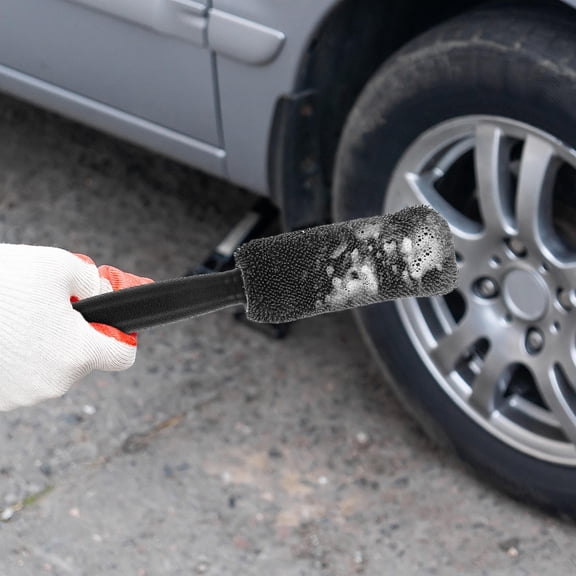 Alasum 2Pcs Car Wheel Hub Cleaning Brush with Extended Handle for Tire and Rim Care