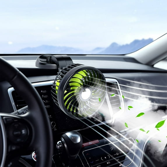 2Pcs Car Fan, 12V Portable Auto Cooling Fan 360 Degree Rotatable Vehicle Fan Strong Wind Electric Fan for Car Quiet Car Fans with Cigarette Lighter Plug for Car Dashboard Truck SUV Sedan RV Van Boat