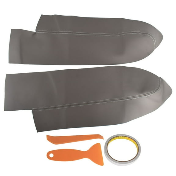 2Pcs Car Front Door Panels Gray Armrest Leather Cover Replacement for 2007-2012 CRV CR-V
