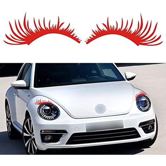 2Pcs Car Headlight Eyelashes Vinyl Stickers Waterproof Personality Cute Decoration Fake Eyelash Decals for Car Truck Headlamp Headlight (Gradient)