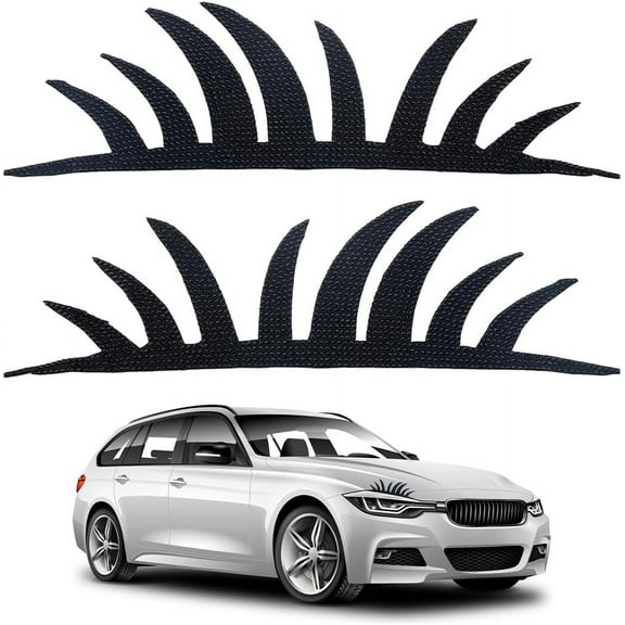 2Pcs Car Headlights Eyelash Stickers Black Diamond False Cute Rhinestone False Eyelash Stickers Car Stickers Headlight Stickers Eyelash Stickers Sparkling Diamond Car Eyelid Decoration