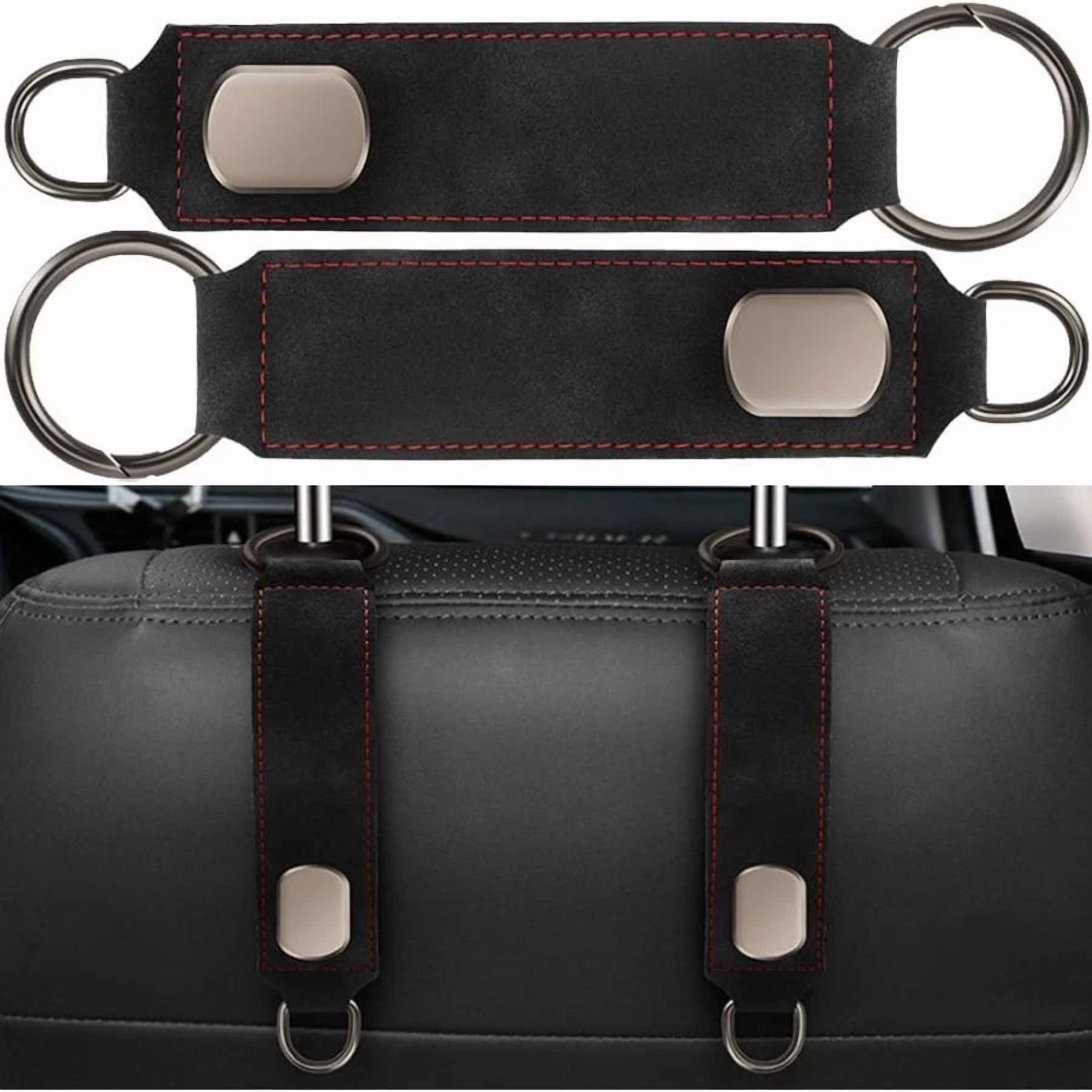 2Pcs Car Headrest Hook, Leather Vehicle Seat Storage Hanger For Purses Bags, Aut