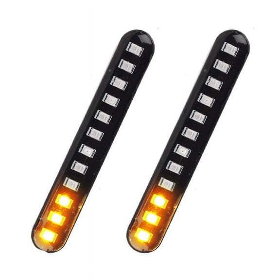 2Pcs Car Flowing Water Tail Brake Lights 12 Led Turn Signals Strip 3528Smd License Plate Light Blinker Stop Flicker