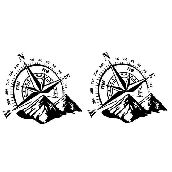 2Pcs Car Off-Road SUV Side Body Sticker Compass Mountain Decals Sticker for SUV Off-Road  Waterproof