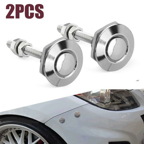 2Pcs Car Quick Release Bumper Latch Push Button Bonnet Hood Pin Lock Clip Silver