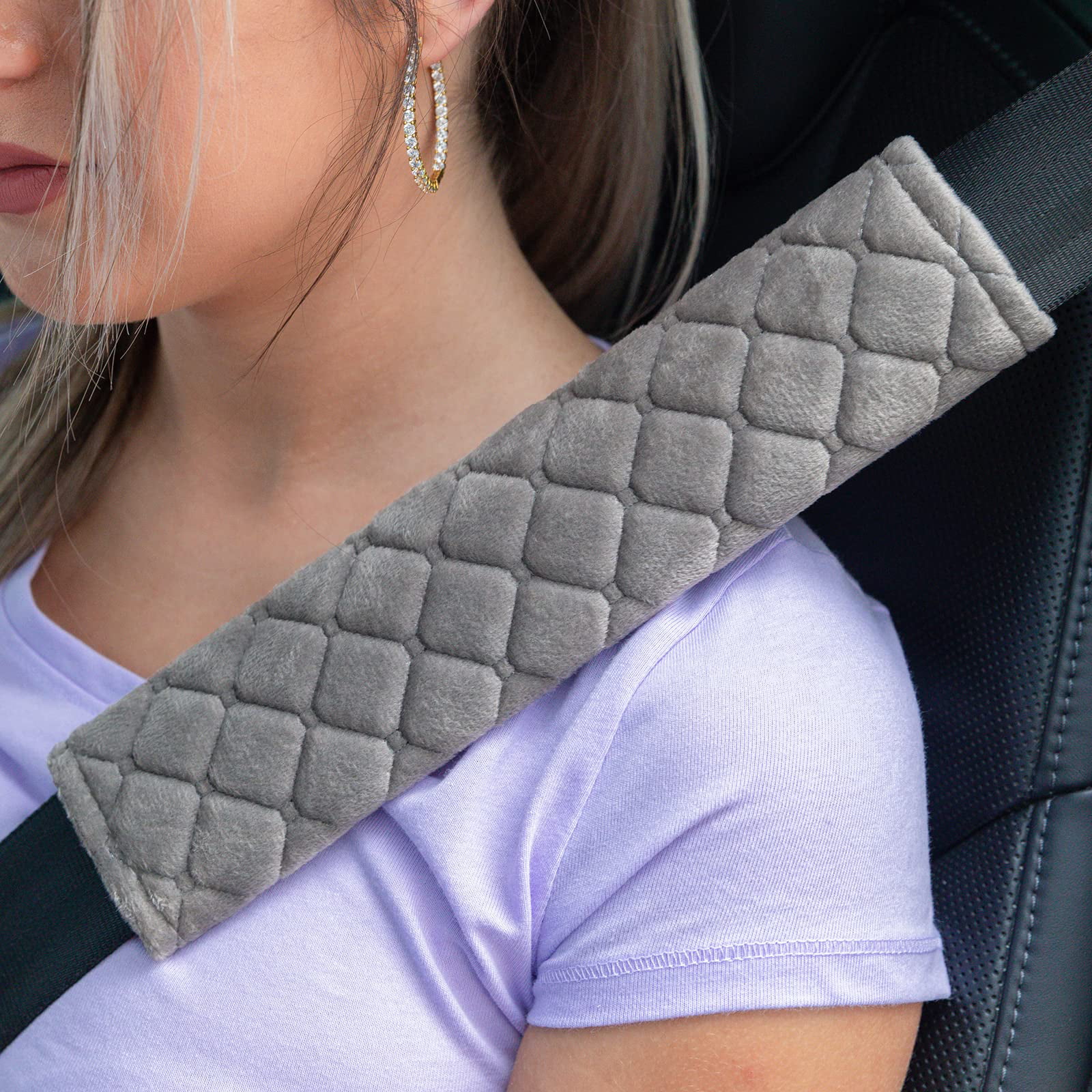 2Pc Grey Seat Belt Pads Car Safety Soft Shoulder Strap Cover Cushion T —  AllTopBargains