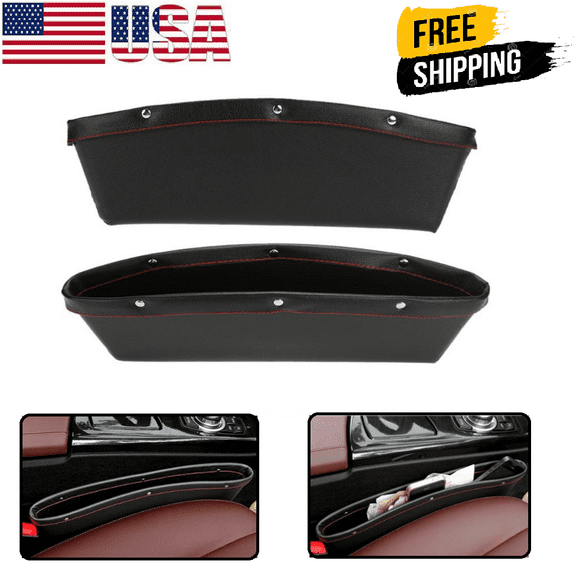 2Pcs Car Seat Gap Filler Storage Box Bag Leak Proof Between Seat Console Organizer Universal Fit